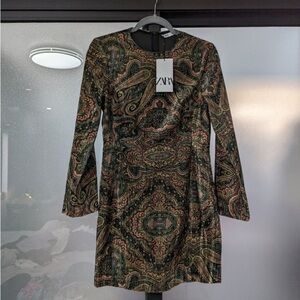 Zara Multicolor Paisley Mini Dress